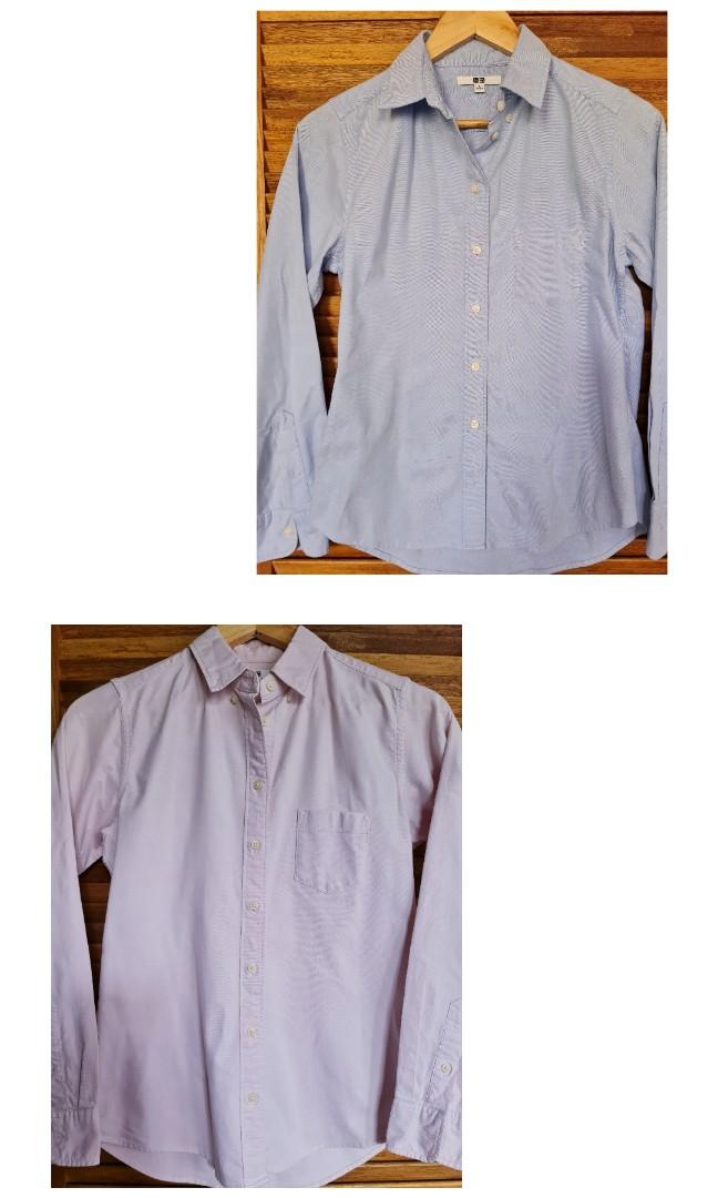 Uniqlo Bundle Lt. Rose & Lt. Blue (Medium) (Category: Longsleeves) located in Quezon City. Submitted by secondthemotion (Listing ID 1167586747, Image 1). Description: Original Uniqlo Bundle (2pcs) Both size Medium for WOMEN Measurements: Length from shoulder-24"in Bust-36"in circumference Waist- 34"in circumference Colors: (1) Lt. Rose ), (2) Lt. Blue Material: 97% Cotton, 3% spandex Status: Lt. Pink - Like new. Lt. Blue - small stain in front. s