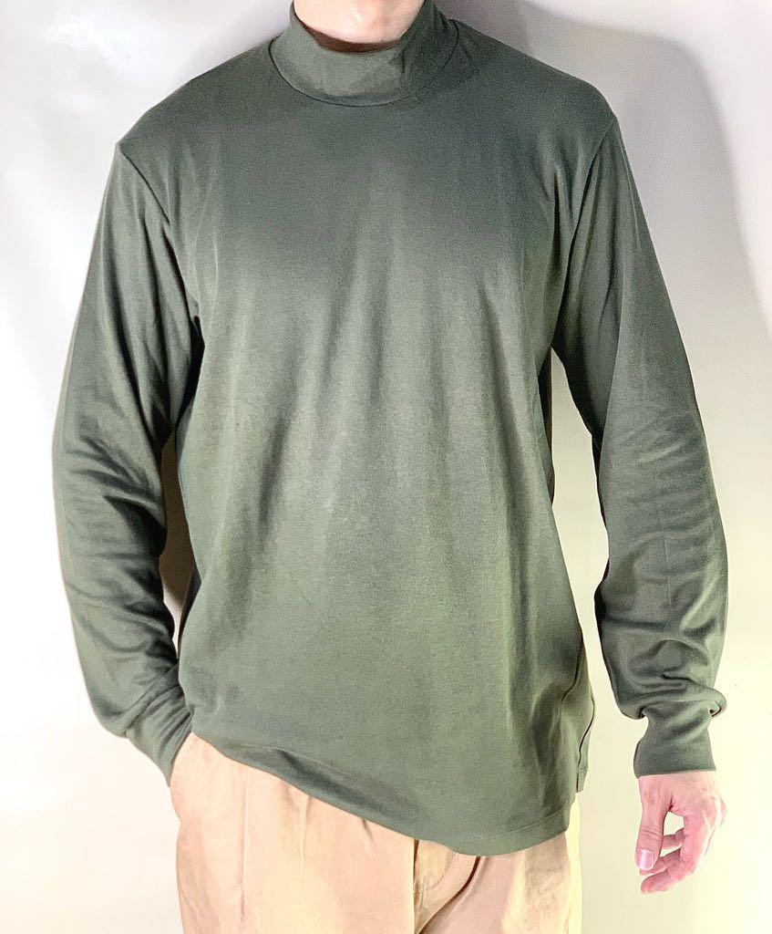 Uniqlo Men T-Shirt Soft Touch Mock Neck Sweater Pria Size S L
