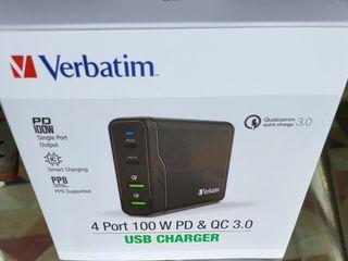 Verbatim 4 Port 100w PD & QC 3.0 USB Charger ($100 value)