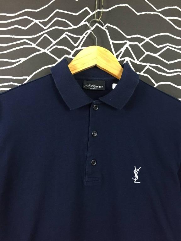 Vtg 90s YSL Yves Saint Laurent Pour Homme Big Logo Polo Tee Men s