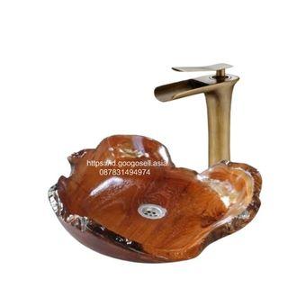 Westafel unik natural kayu