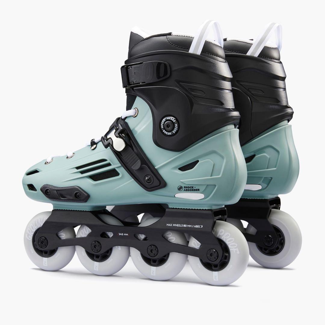 With Skate Bag Oxelo Mf 500 Green Khaki Sports Equipment Sports Games Skates Rollerblades Scooters On Carousell