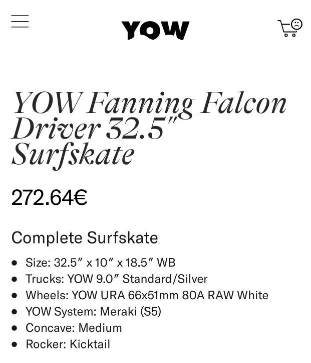 Yow Fanning Falcon Driver 32.5 Surfskate, 運動產品, 其他運動配件