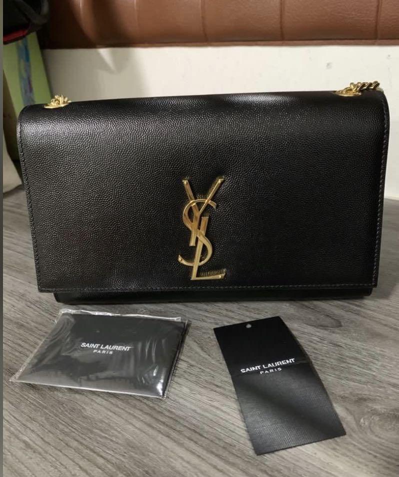 Saint Laurent Kate Box Bag Rippled Patent Leather Black in Calfskin with  Gold-tone - US