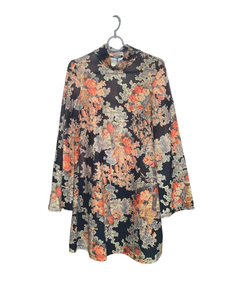Zara Black Floral Long Sleeve Dress, Women's Fashion, Dresses