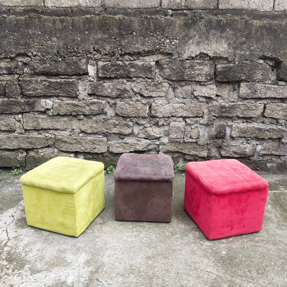 3pcs. Colorful Single Stool/Ottoman (Category: Chairs) located in Malolos. Submitted by jestrelita (Listing ID 1164150759, Image 1). Description: 3pcs. Colorful Single Stool/Ottoman - 37cm x 33cm x 34cm - with storage feature - footed - need cleaning - made from thick wood - good condition 💯👍💯👍💯👍💯.
