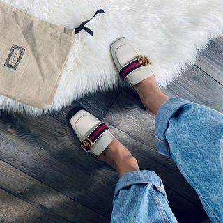 $820 Gucci marmont white slipper loafer slide size 36 / 6