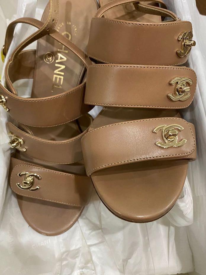 Authentic Chanel Turnlock Sandals, Luxury, Bags & Wallets on Carousell