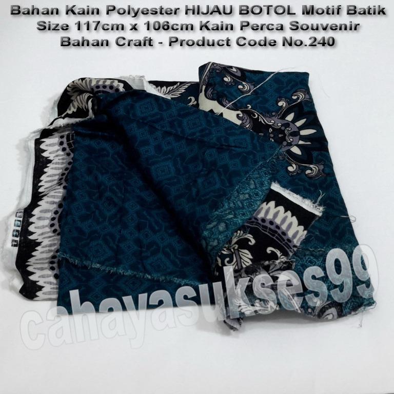 Bahan Kain Polyester Warna Hijau Botol Motif Batik 117cm x 106cm Kain