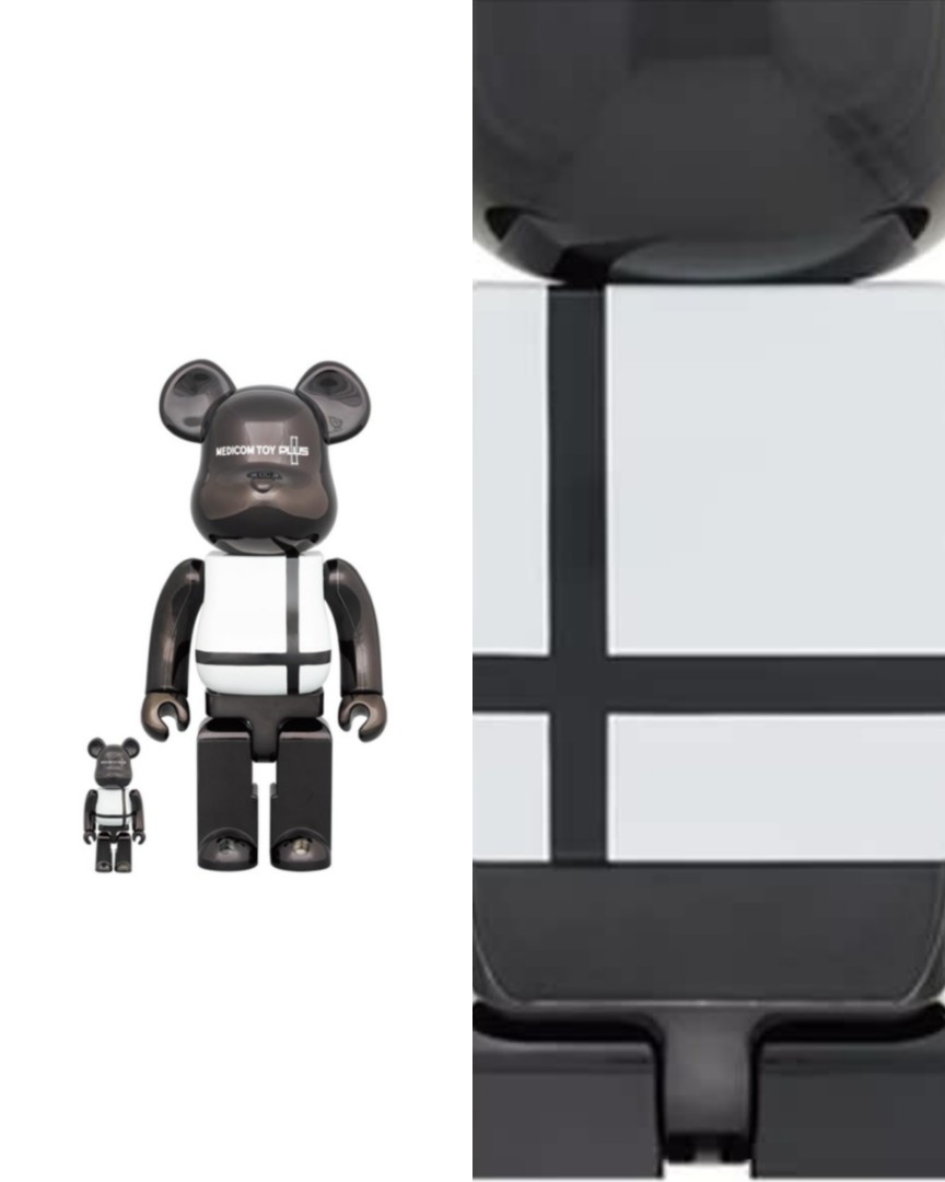 Bearbrick Medicom Toy Plus 400%+100% Black Chrome, Hobbies & Toys ...