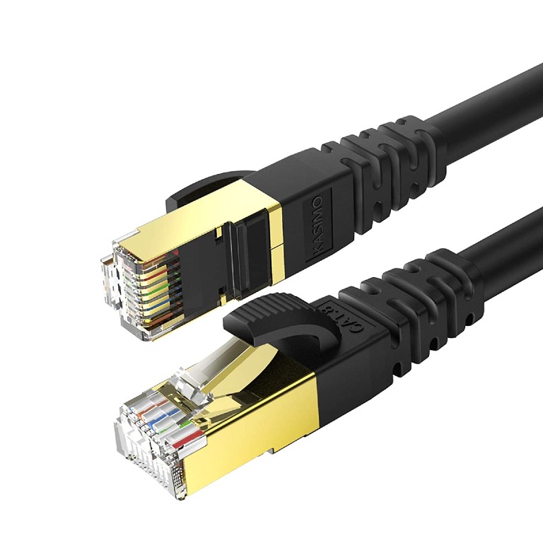 High Speed Cat8 Internet WiFi Cable 40 Gbps 2000 Mhz RJ45 Connector with Gold Plated Cat 8 Ethernet Cable 100ft 100 feet PC White Gaming Weatherproof LAN Patch Cord Cable for Router 
