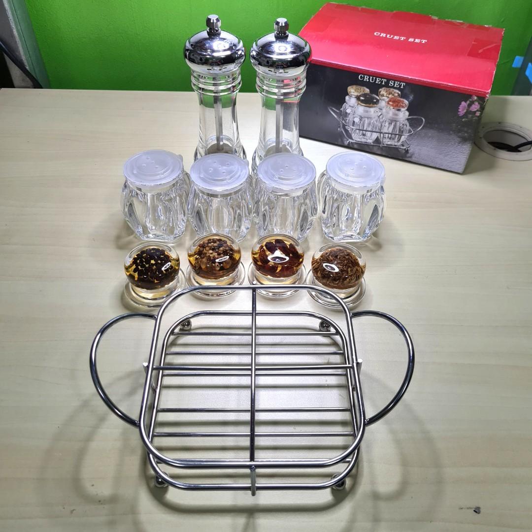 BUNDLE SET - SALT & PEPPER MILLS + CRUET SET (4 PCS. SPICE BOTTLES) (Category: Cookware & Accessories) located in Bulacan. Submitted by sakurajade (Listing ID 1164114598, Image 2). Description: 20% OFF CLEARANCE SALE!!! BUNDLE SET - SALT & PEPPER MILLS + CRUET SET (4 PCS. SPICE BOTTLES) Price: WAS P1200, NOW P960 ✅️ New Arrival Preloved Japan Items ✅️ Good condition, condiments organizers, home kitchen improvement, decorative ✅️ Material: Finest 