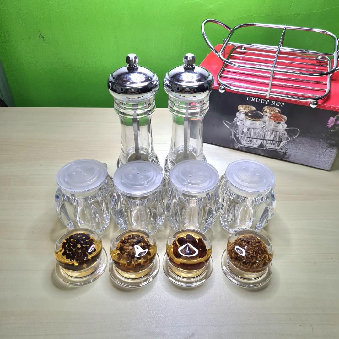 BUNDLE SET - SALT & PEPPER MILLS + CRUET SET (4 PCS. SPICE BOTTLES) (Category: Cookware & Accessories) located in Bulacan. Submitted by sakurajade (Listing ID 1164114598, Image 3). Description: 20% OFF CLEARANCE SALE!!! BUNDLE SET - SALT & PEPPER MILLS + CRUET SET (4 PCS. SPICE BOTTLES) Price: WAS P1200, NOW P960 ✅️ New Arrival Preloved Japan Items ✅️ Good condition, condiments organizers, home kitchen improvement, decorative ✅️ Material: Finest 