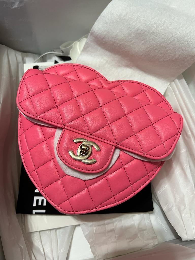 Chanel Heart Large Pink full set local receipt may 2022, Luxury, Bags &  Wallets on Carousell