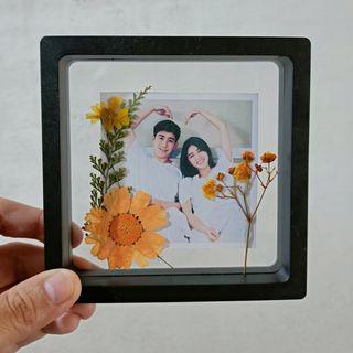 Customized Floating Frame with Edited Digital Art Photo and Pressed Flowers