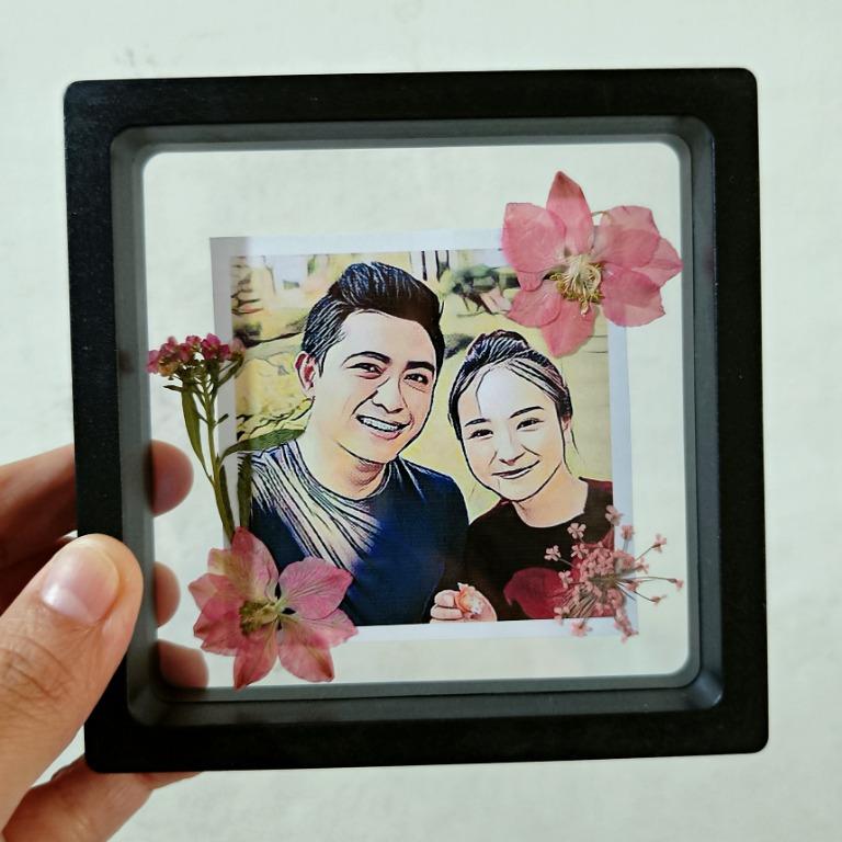 Customized Floating Frame with Edited Digital Art Photo and Pressed ...