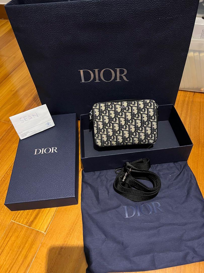 Pouch with Strap Black Dior Oblique Jacquard  DIOR