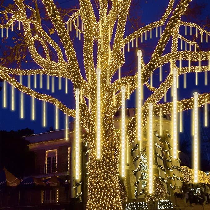 Falling Rain Lights 30CM, Tubes Meteor Lights, 288 LEDs Meteor Shower  Lights for Christmas Outdoor Garden House Window Xmas Tree Decoration(Cool  White), Furniture  Home Living, Lighting  Fans, Lighting on