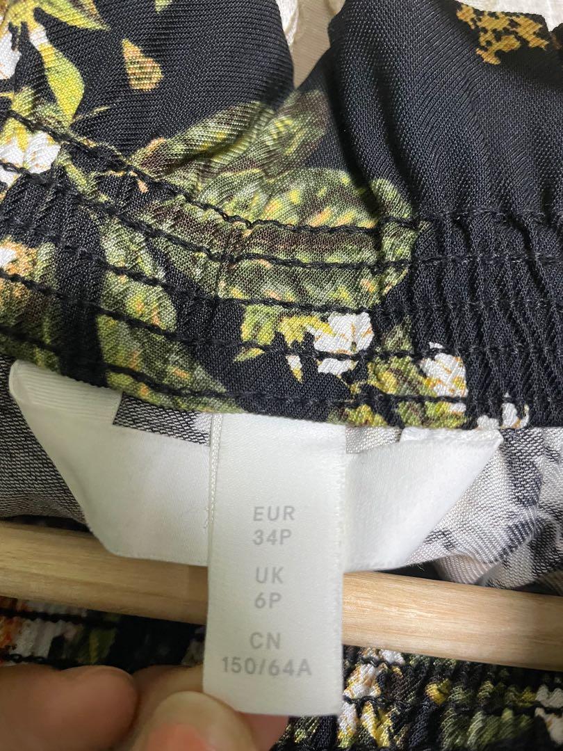 H M Black floral print Paper bag high waisted skirt Women s Fashion Bottoms Skirts on Carousell