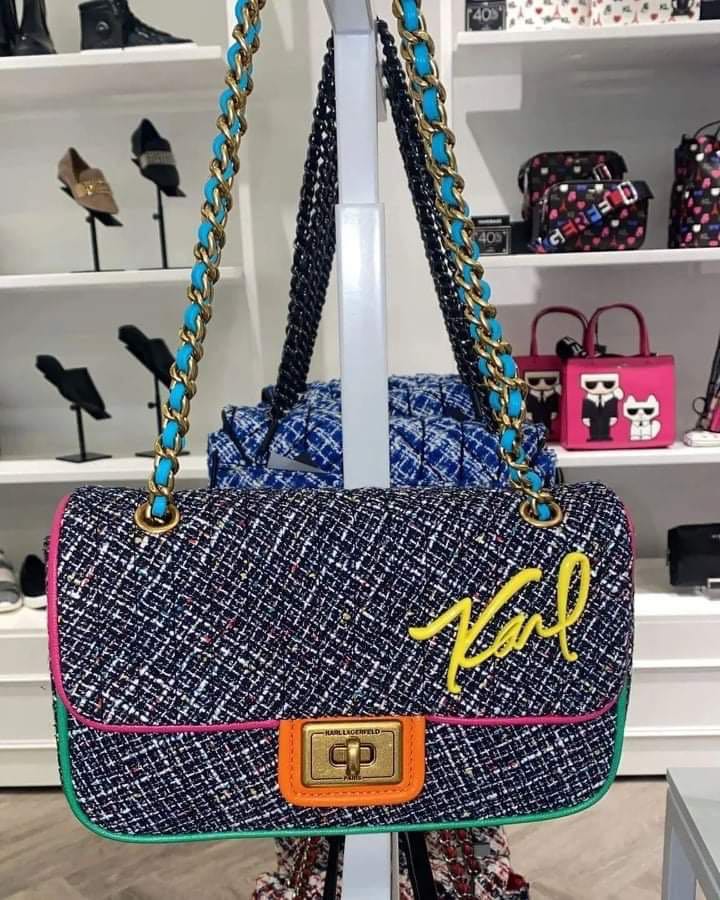 Karl Lagerfeld Tweed Multi Shoulder Bag, Women's Fashion, Bags