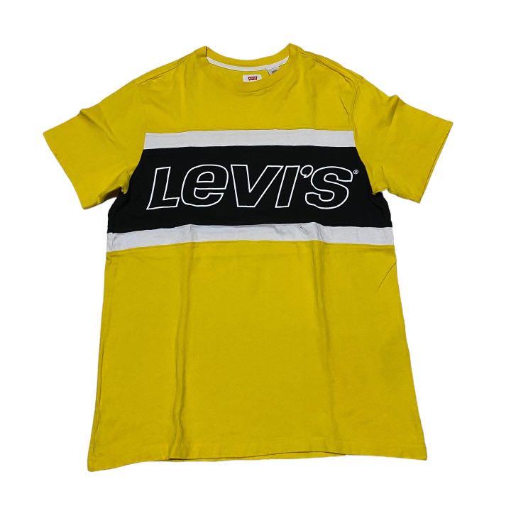 Levis color block yellow tee, Fesyen 