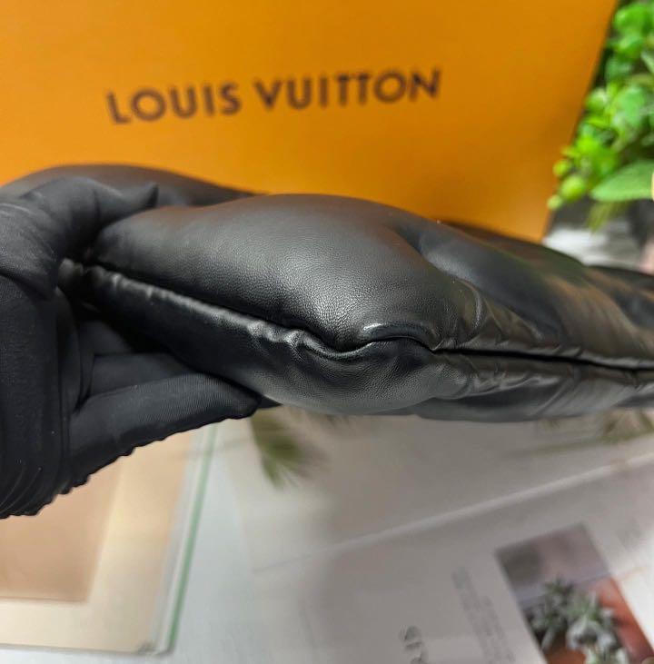 LOUIS VUITTON Lambskin Puffer A4 Pouch Black 1236255