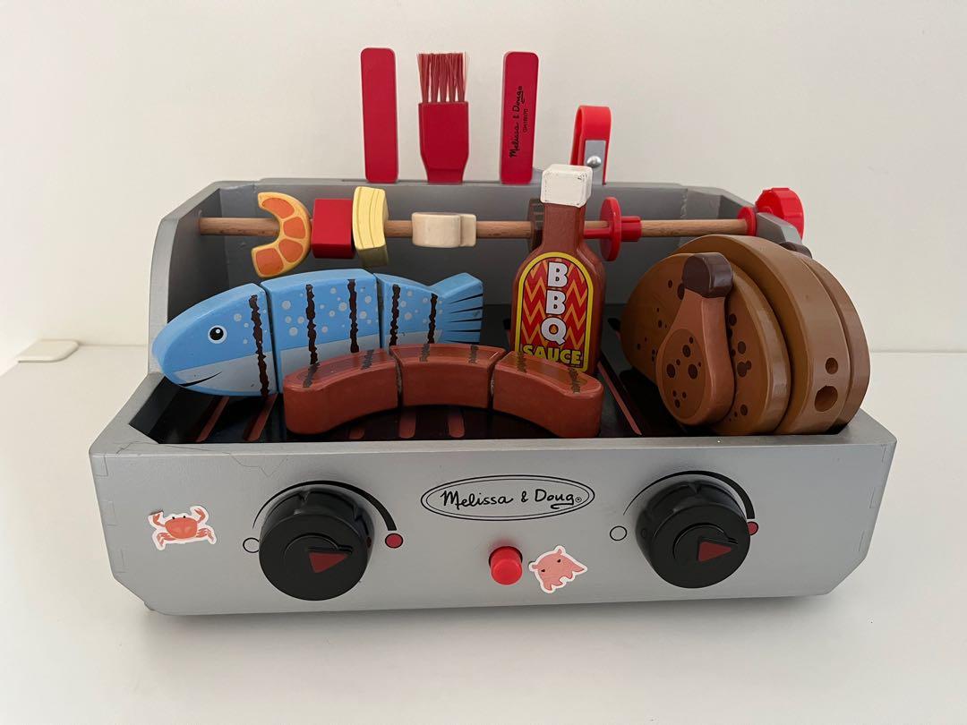 Melissa & doug rotisserie and store grill wooden barbecue play food set