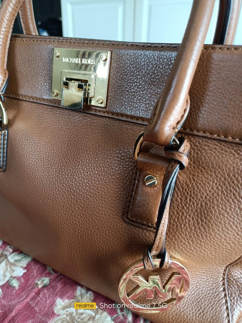 MICHAEL KORS Brown Leather Astrid Satchel bag, Luxury, Bags & Wallets on  Carousell