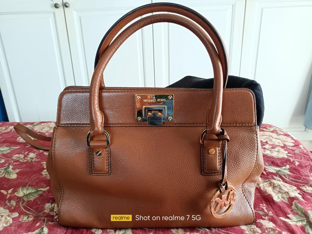 MICHAEL KORS Brown Leather Astrid Satchel bag, Luxury, Bags & Wallets on  Carousell