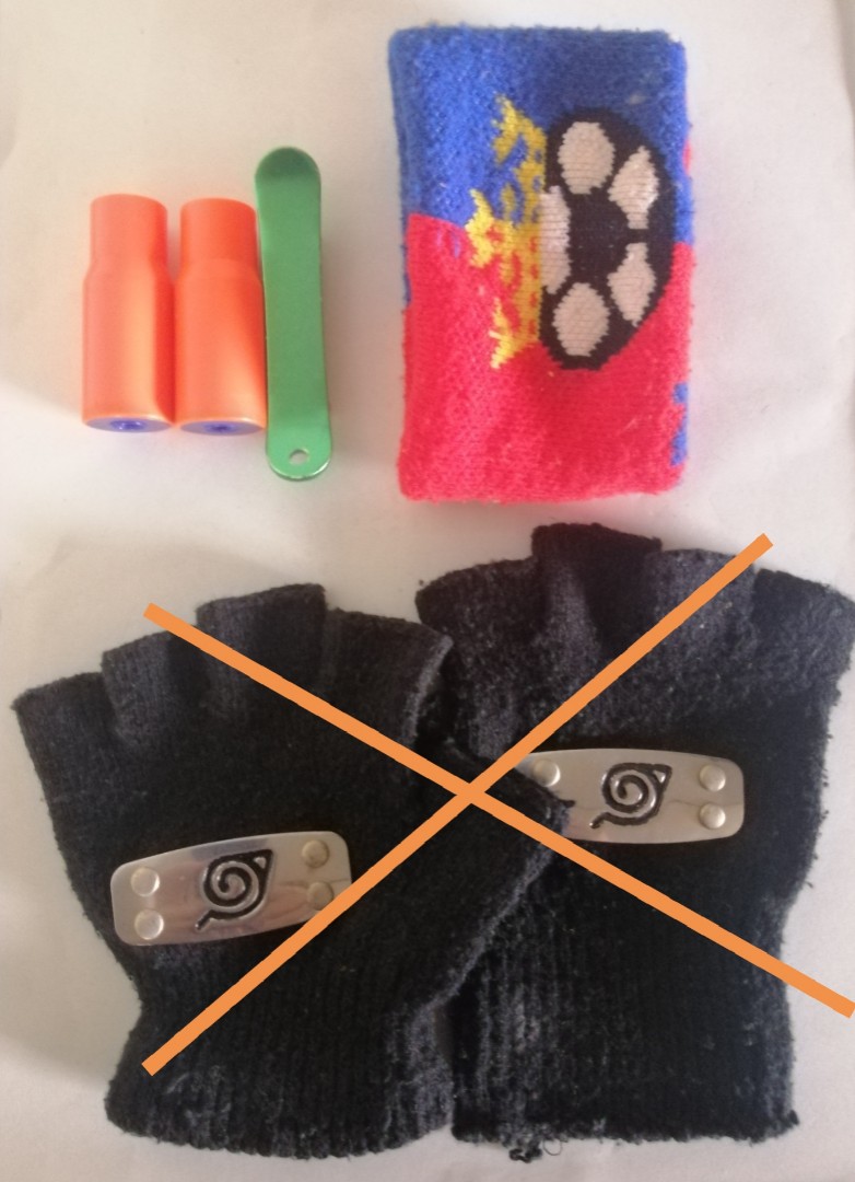 Naruto gloves for kids / skateboard / NERF shotgun shell / wristband