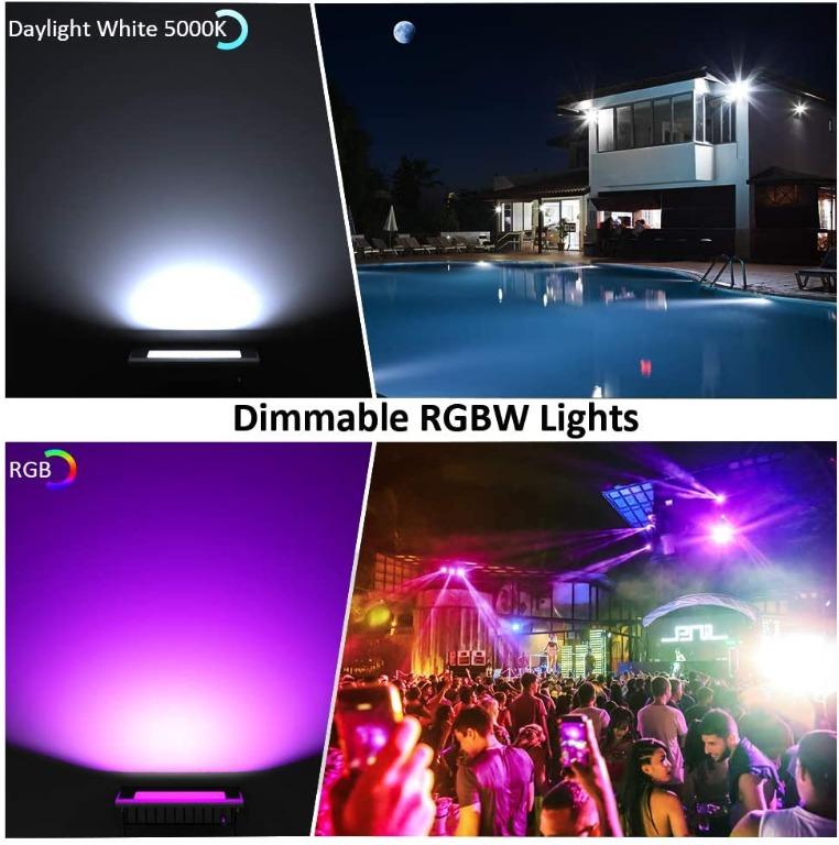 Novostella 100W Smart LED Flood Lights Work with Alexa Google Assistant,  RGBW WiFi Outdoor Dimmable Color Changing Stage Light, IP66 Waterproof,  Multicolor Wall Washer Light, 5000K 10000LM, Furniture  Home Living,  Lighting
