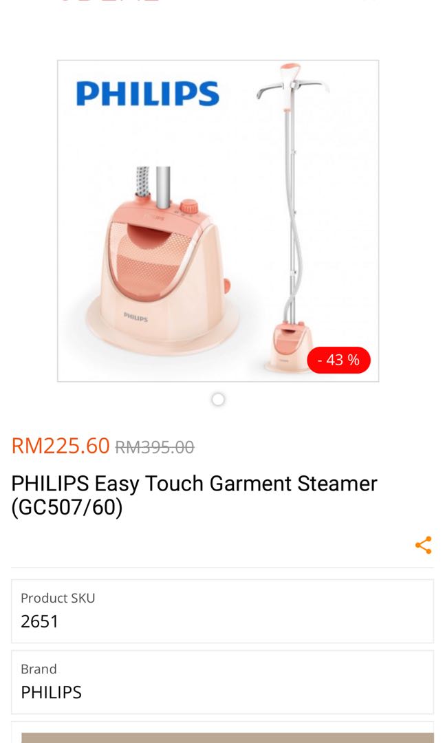 Philips easy touch garment steamer gc507 sale
