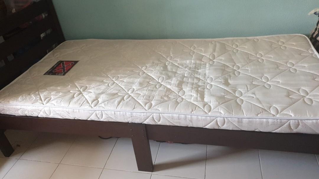 Picket & Rail Bed frame and Mattress (Single), Furniture & Home Living