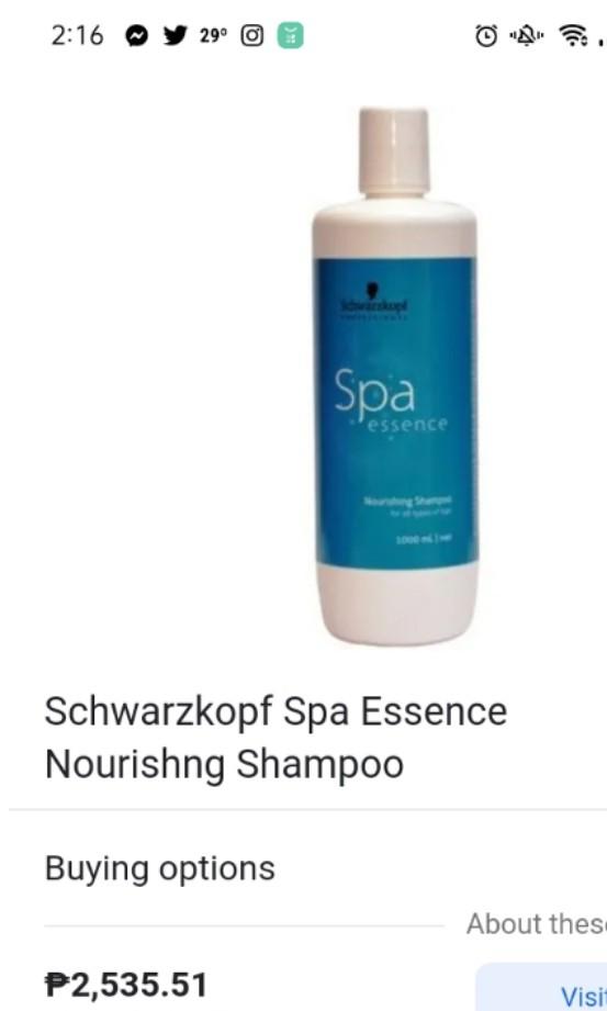 Schwarzkopf Spa Essence Nourishing Shampoo&Conditioner Set, Beauty &  Personal Care, Hair on Carousell