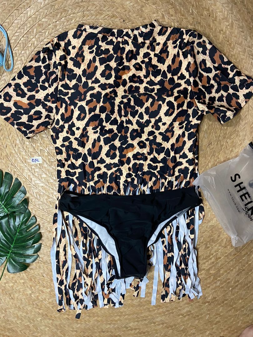 Shein 0XL leopard print shirt swimsuit 
