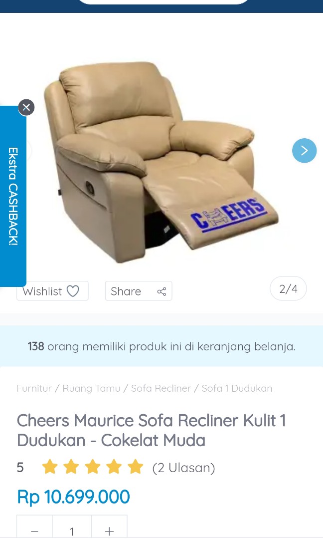 Sofa Goyang BEKAS (98 very good) reclining recliner CHEERS MAURICE