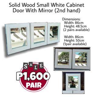 Solid Wood Small White Cabinet Door With Mirror