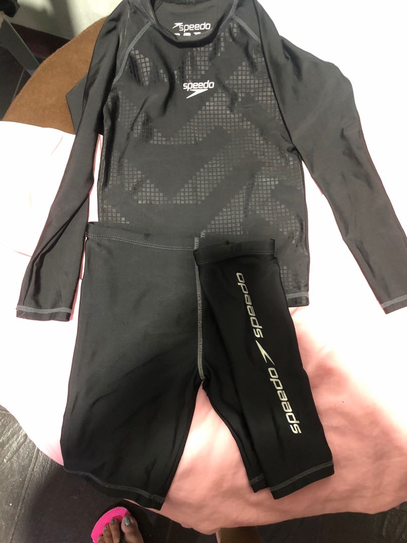 Speedo rash guard and shorts for kids, Men's Fashion, Tops & Sets, Swim