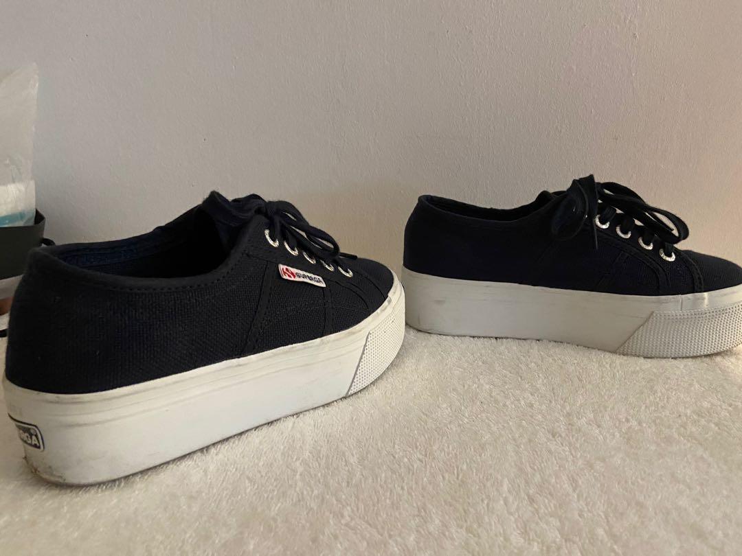 superga 2790 flatform navy (platform sneakers), Women's Fashion