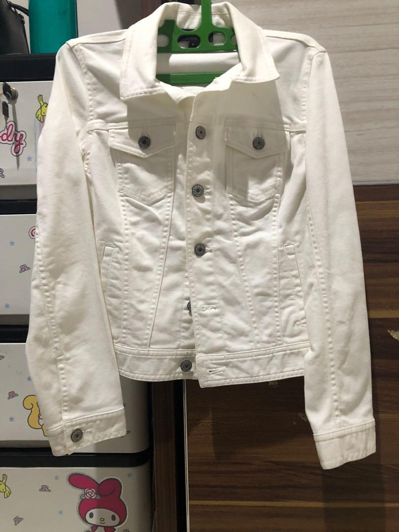Talbots stretch white jeans jacket 