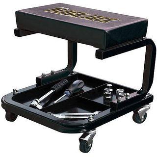 TORIN Blackjack Rolling Creeper Garage/Shop Seat | Padded Mechanic Stool with Tool Tray Storage | Black