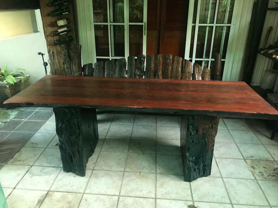 Vintage Belian Solid Wood Slab Table FVun7000622a1, Hobbies & Toys