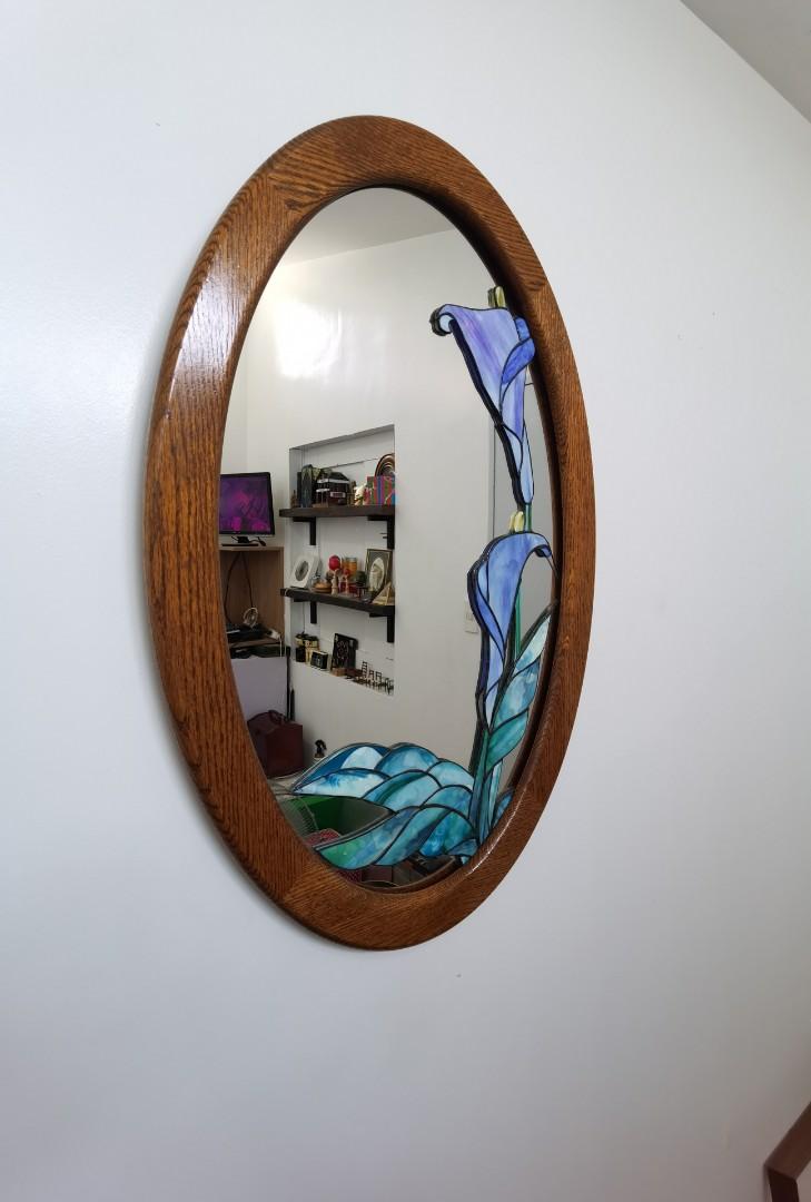 Vintage Stained glass mirror, Furniture & Home Living, Home Decor