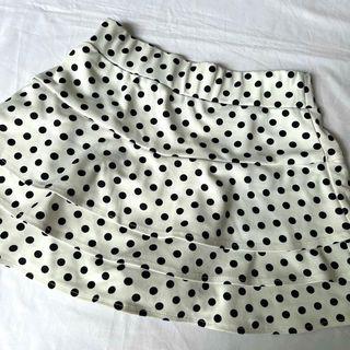 White Polka Dot Black Mini Skirt