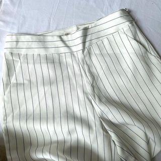 White Stripped Black Straight Pants