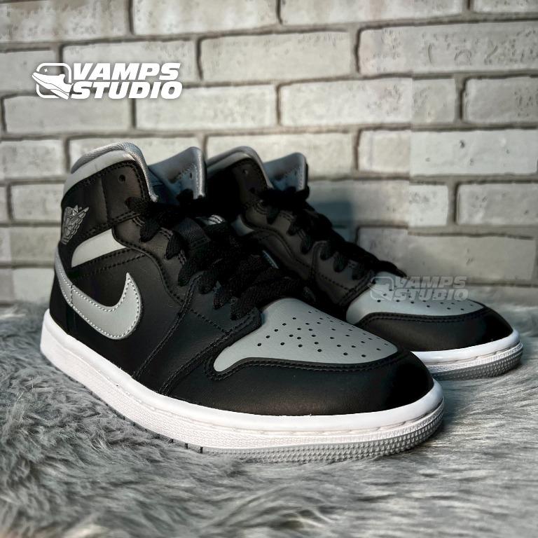 WOMEN'S Air Jordan 1 Mid Shadow 'Black & Particle Grey' SIZE 6.5