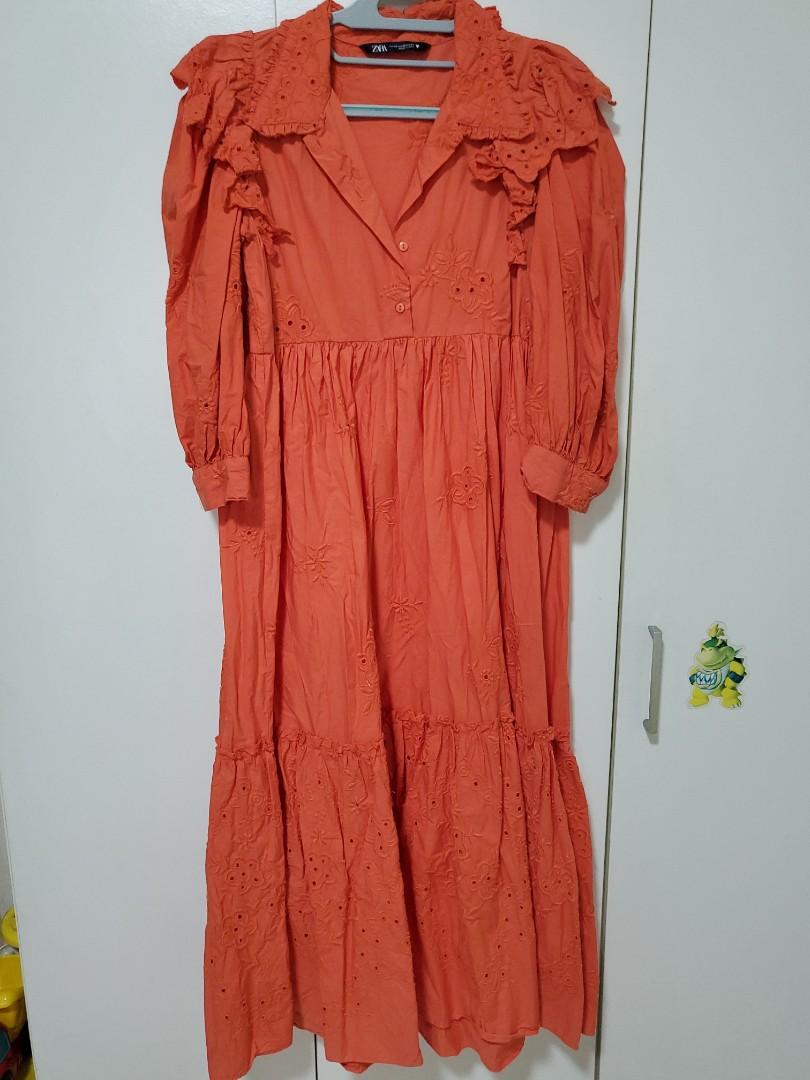 zara burnt orange dress