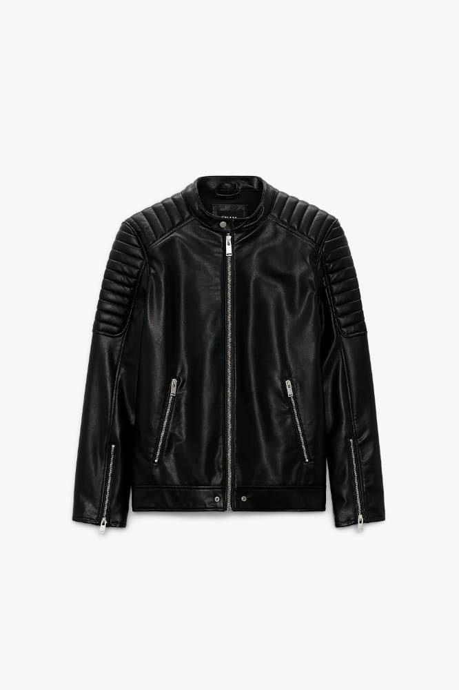 Zara Faux Leather Biker Jacket, Fesyen Wanita, Pakaian Wanita, Baju