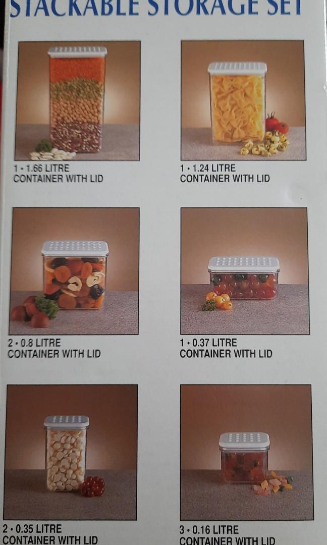 20 pc Stackable Storage Set (Category: Food Organisation & Storage) located in Singapore. Submitted by flareroyce (Listing ID 1167685377, Image 2). Description: 20 containers Measurements are in second and third photo.