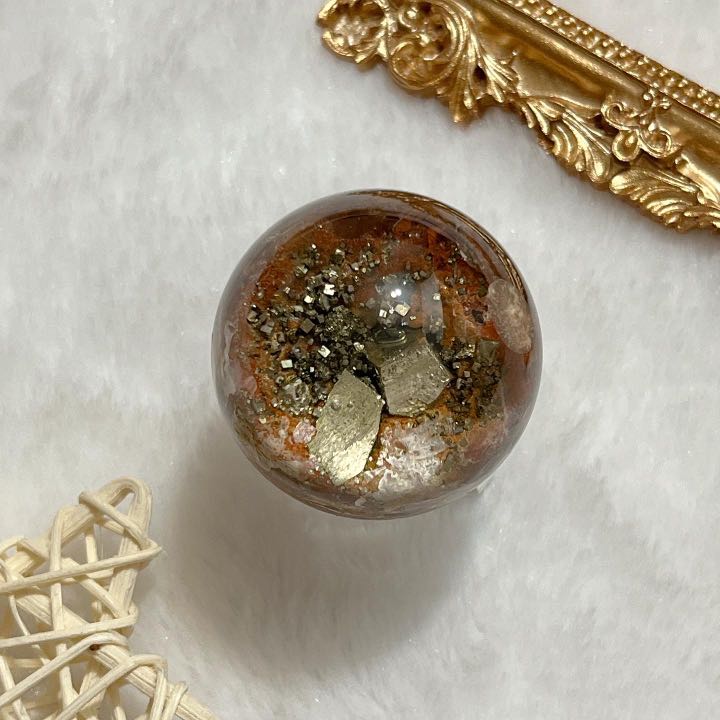 黃銅礦幽靈共生水晶球Chalcopyrite Sphere, 女裝, 飾物及配件, 寶石